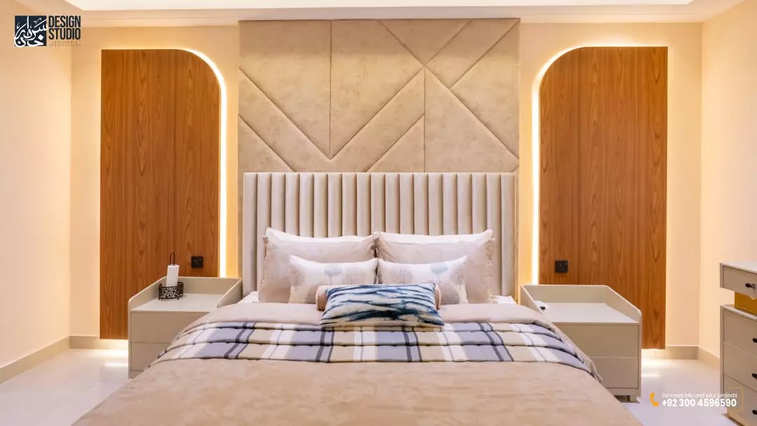 Neutral palette bedroom - Interior Design Multan