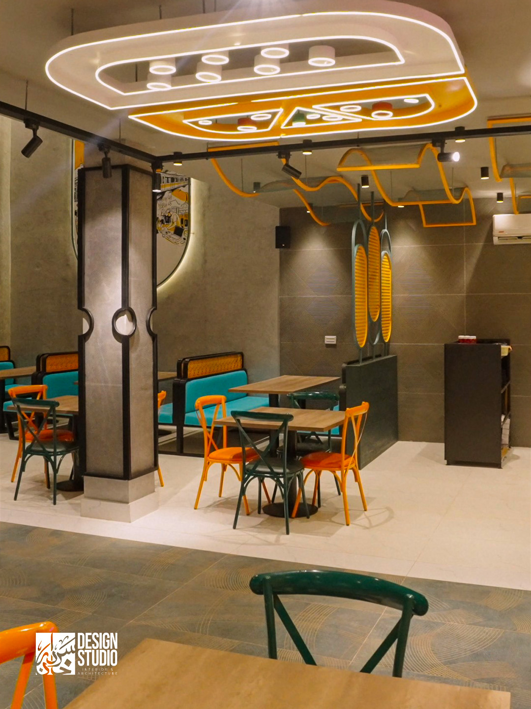 Service counter with backlighting and shelving - Commercial Interior Pakistan