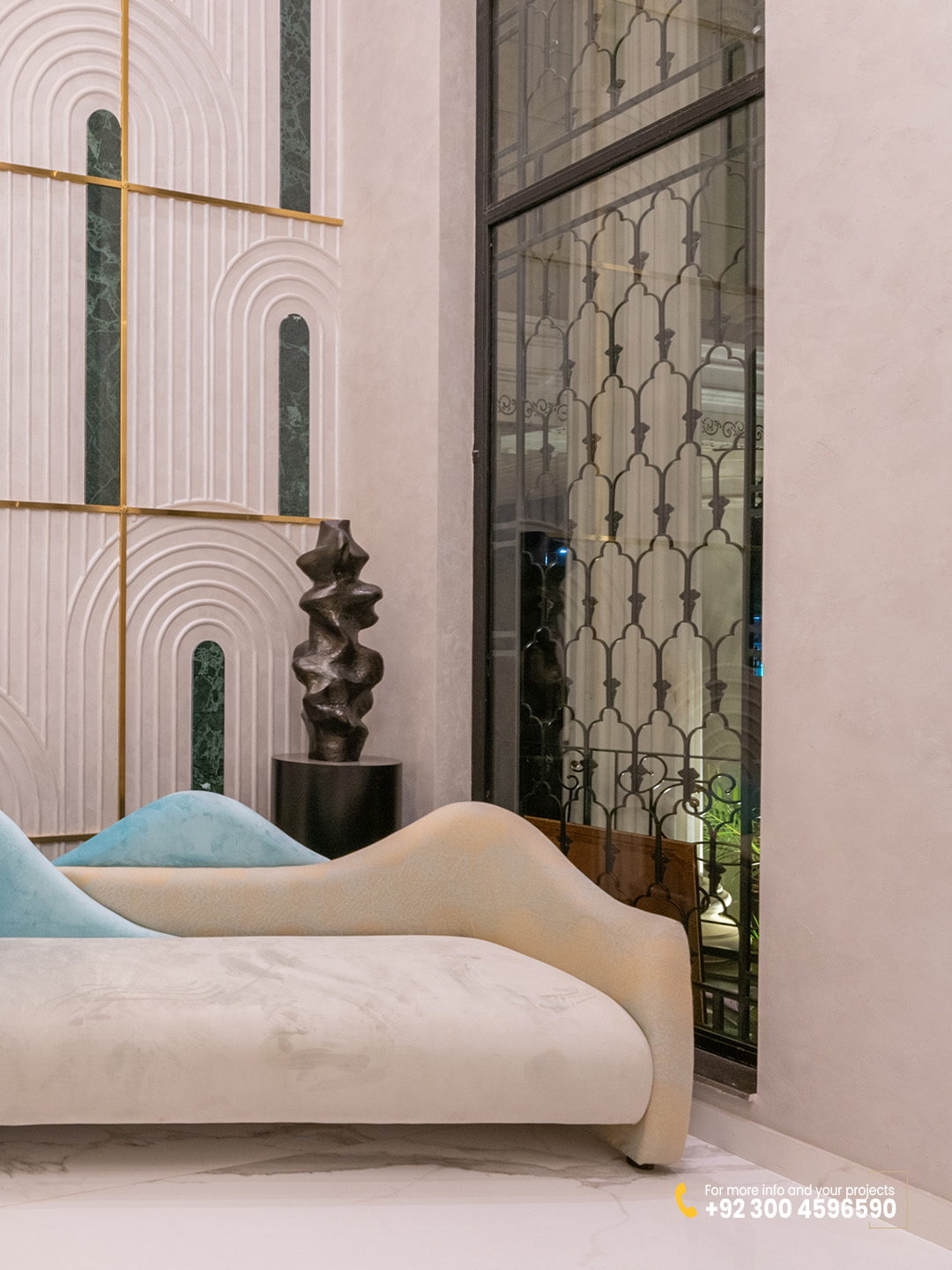 Elegant lobby seating area with plush furniture - Contemporary Design Multan